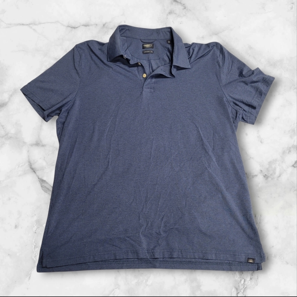 Mens FAHERTY Movement Polo T Shirt Short Sleeve Blue Size XL